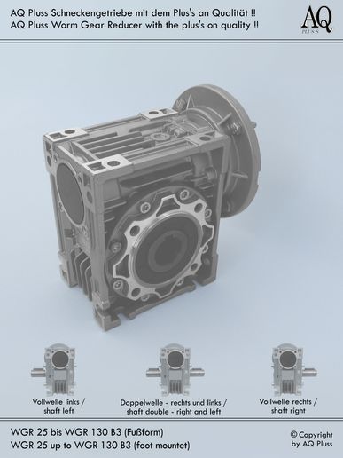 Schneckengetriebe B3 Fußbauform - ohne E Motor - Sologetriebe