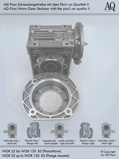 Schneckengetriebe B Flanschbauform - ohne E Motor - Sologetriebe