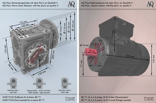 B3/14 gr Fuß/Flansch-Motor