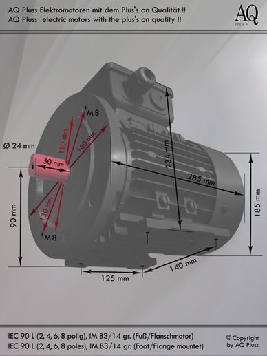 B3/14 gr Fuß/Flansch-Motor