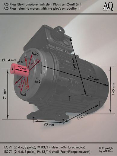 B3/14 gr Fuß/Flansch-Motor