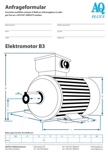 B14 groß Flanschbauform, 3 Durchmesser vom Flansch, Durchmesser und Länge der Welle, Buchstaben gleich wie oben.