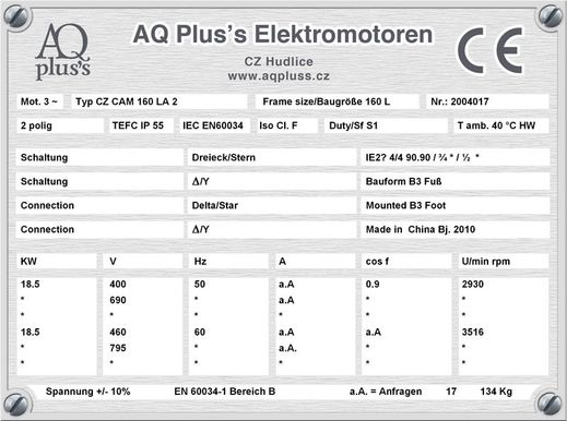 Elektromotor B5 Flanschmotor, IEC 112 M diese Baugröße beinhaltet mehrere Leistungen und Drehzahlen.