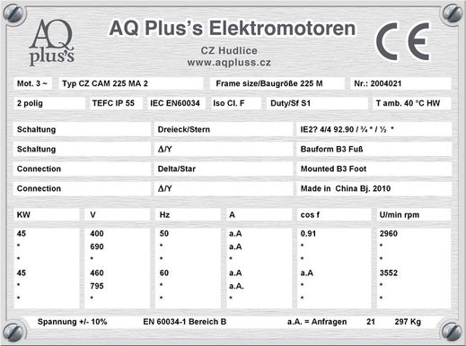 Elektromotor B5 Flanschmotor, IEC 160 M diese Baugröße beinhaltet mehrere Leistungen und Drehzahlen.