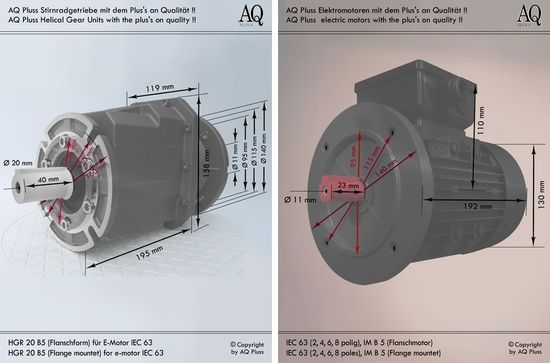 Elektromotor B5 Flanschmotor, IEC 225 M ( 4,6 und 8 polig) diese Baugröße beinhaltet mehrere Leistungen und Drehzahlen.